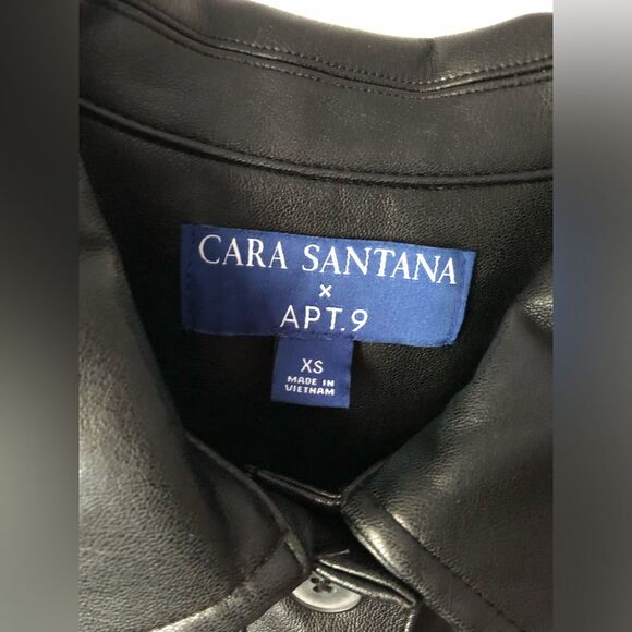 APT. 9 Cara Santana Women Faux Leather Jumpsuit Women sz XS buttons front belt - Picture 7 of 11